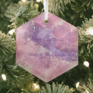 Adorno De Cristal Brillo Rosa Vidrio Hexágono Navidad Feliz Año Nuev