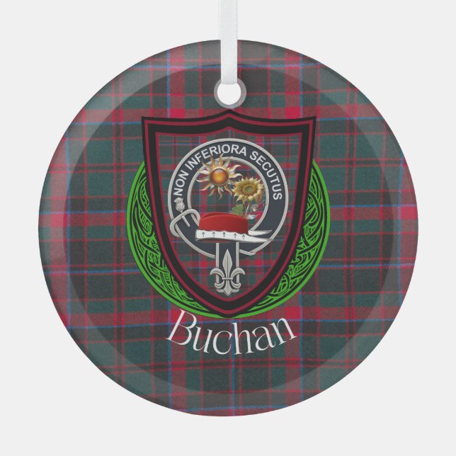 Adorno De Cristal Buchan Scottish Clan Tartan & Crest (Anverso)