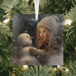 Adorno De Cristal Building a Snowman