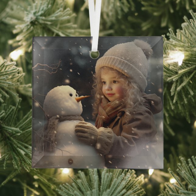 Adorno De Cristal Building a Snowman (in situ)