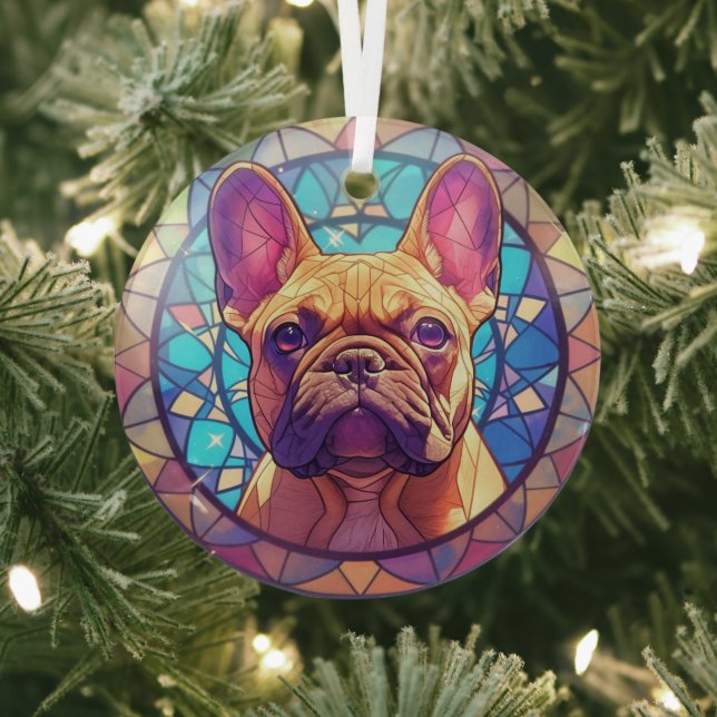 Adorno De Cristal Bulldog francés Mosaic Brown (in situ)