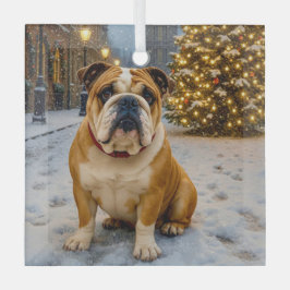 Adorno De Cristal Bulldog Holiday 