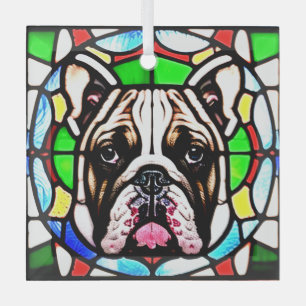 Adorno De Cristal Bulldog "Vidrio manchado"