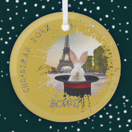 Adorno De Cristal Bunny in a Black Gorra