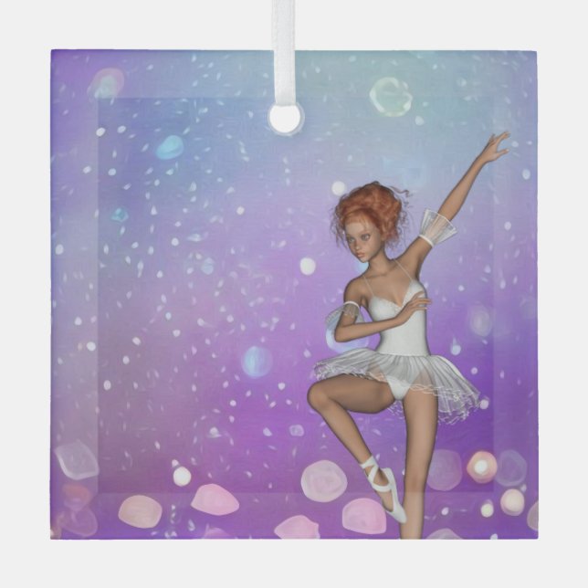 Adorno De Cristal Burbujas de Bokeh Pintadas Púrpura Ballerina (Anverso)
