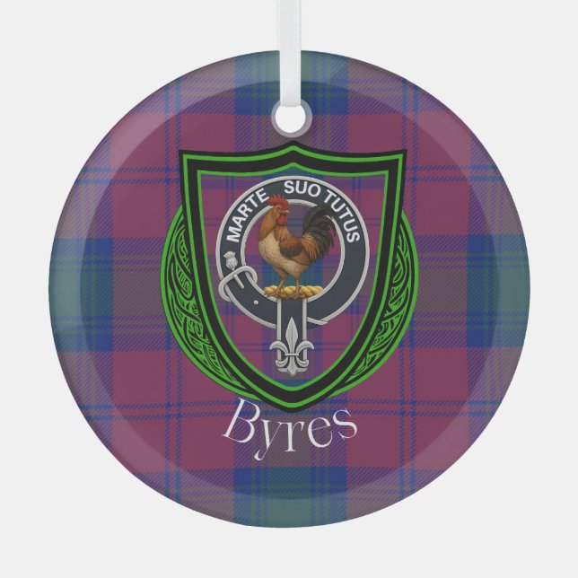 Adorno De Cristal Byres Scottish Clan Tartan & Crest (Anverso)