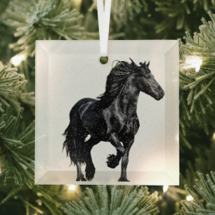 Adorno De Cristal Caballo negro