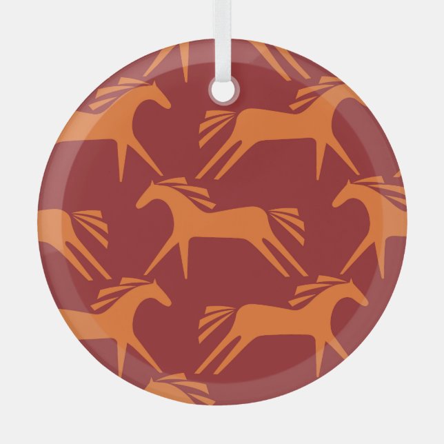 Adorno De Cristal Caballos: Belleza Ecuestre Sin Marea Roja. (Anverso)