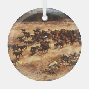 Adorno De Cristal Caballos Salvajes: Majestad Animal Artístico.