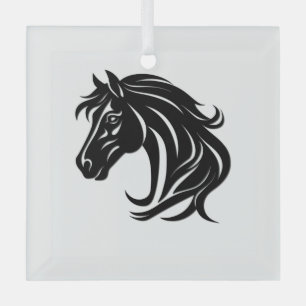 Adorno De Cristal Cabeza de caballo negro magnífico