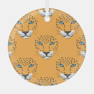 Adorno De Cristal Cabeza de leopardo naranja, patrón sin costuras.