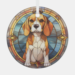 Adorno De Cristal Cachorro Beagle Blue Gold 