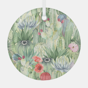 Adorno De Cristal Cacti, suculentos: acuarela floral.