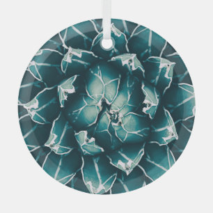 Adorno De Cristal Cactus agave, naturaleza azul abstracta