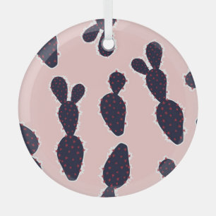 Adorno De Cristal Cactus Cuteness: Patrones Pastel Dulce