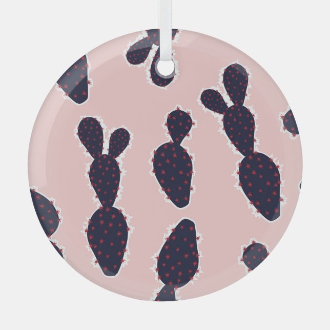 Adorno De Cristal Cactus Cuteness: Patrones Pastel Dulce (Anverso)