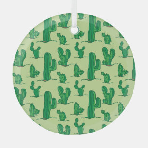 Adorno De Cristal Cactus dibujado a mano: patrón sin costura.