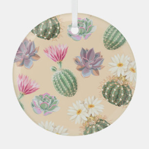 Adorno De Cristal Cactus exitoso: patrón de alto detalle