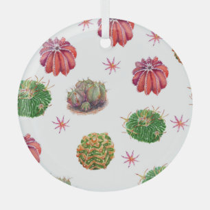 Adorno De Cristal Cactus Floral: fondo acuarela