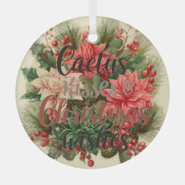 Adorno De Cristal 🌵 Cactus Kisses & Christmas Wishes – Glass Circle