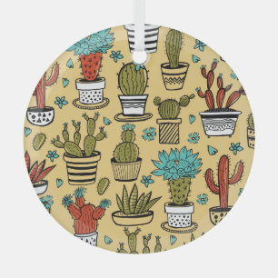 Adorno De Cristal Cactus Succulent: Esbozo dibujado a mano