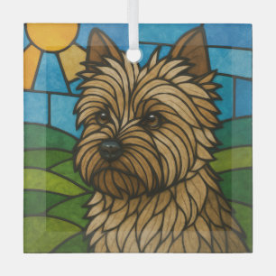 Adorno De Cristal Cairn Terrier "Vidrio Manchado"