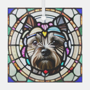 Adorno De Cristal Cairn Terrier "Vidrio Manchado"