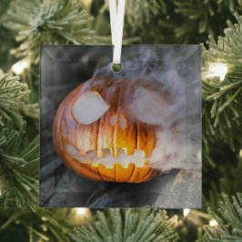 Adorno De Cristal Calabaza de Halloween con cabeza de Jack-o-Lantern