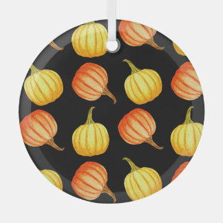 Adorno De Cristal Calabaza naranja: Patrón acuarela sin foco.