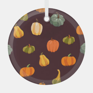 Adorno De Cristal Calabazas coloridas: Elegancia oscura de otoño.