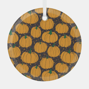 Adorno De Cristal Calabazas de Terrazzo, patrón de cosecha otoño.