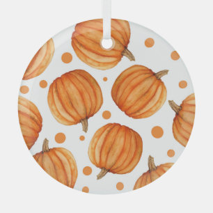 Adorno De Cristal Calabazas dibujadas a mano: patrón de acuarela Hal