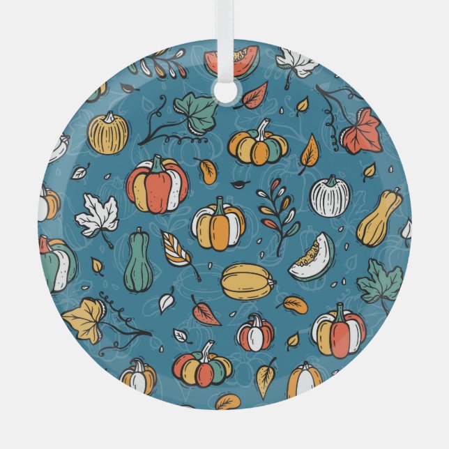 Adorno De Cristal Calabazas otoñales: Verduras de mano dibujadas (Anverso)