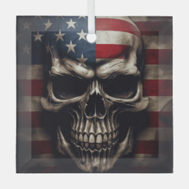 Adorno De Cristal Calavera de la bandera americana