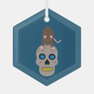 Adorno De Cristal Calavera gótica y Rat Halloween