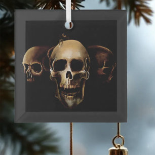 Adorno De Cristal Calaveras Góticas Oscuras Trío Negro Criatura Huma