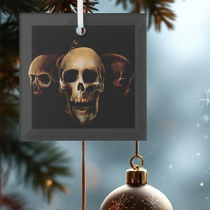 Adorno De Cristal Calaveras Góticas Oscuras Trío Negro Criatura Huma