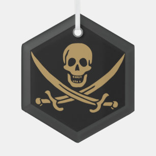 Adorno De Cristal Calico Jack, Pirata Azteca de Oro y Pirata de Cutl