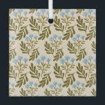 Adorno De Cristal  Calm and Natural: Blue Flower Seamless Pattern<br><div class="desc">Seamless pattern of stylized blue flowers and green leaves on a beige background. The design is repetitive and conveys a calm,  natural elegance.</div>