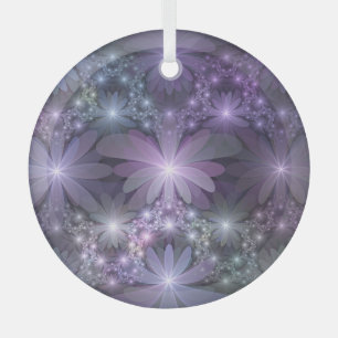 Adorno De Cristal Cama de flores Arte fractal abstracto brillante de