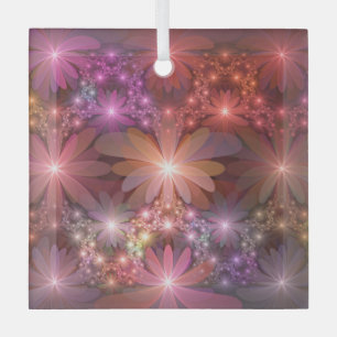 Adorno De Cristal Cama De Flores Colorido Brillante Arte Fractal Abs