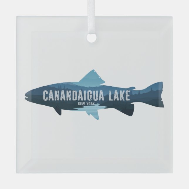 Adorno De Cristal Canandaigua Lake New York Fish (Anverso)