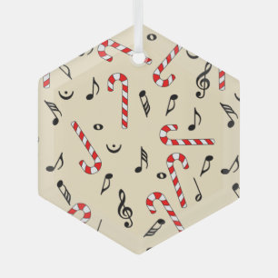 Adorno De Cristal Candy Cane Music Notes