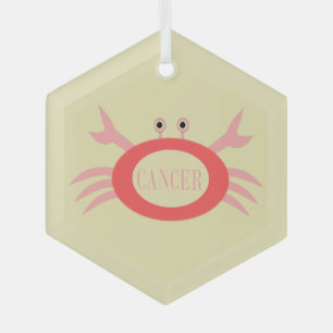 Adorno De Cristal Cangrejo con estrella de cáncer