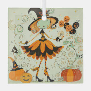 Adorno De Cristal capricho/bruja/calabaza/caída