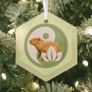 Adorno De Cristal Capybara Zen Yin Yang Naturaleza Pacífica