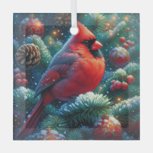 Adorno De Cristal Cardenal de Navidad/invierno