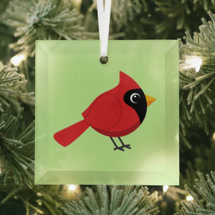 Adorno De Cristal Cardenal rojo Personalizado con flores