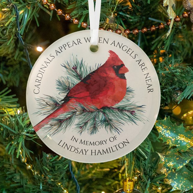 Adorno De Cristal Cardenales conmemorativos parecen decir Pino acuar (Subido por el creador)