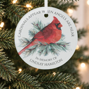 Adorno De Cristal Cardenales Memoriales Aparecen Diciendo Acuarela P